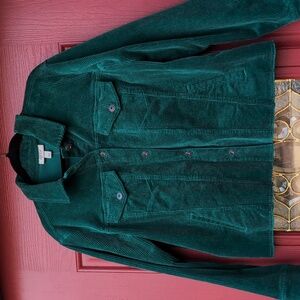 NWT - Macy's Style & Co Cropped Corduroy Jean Jacket - Emerald Green